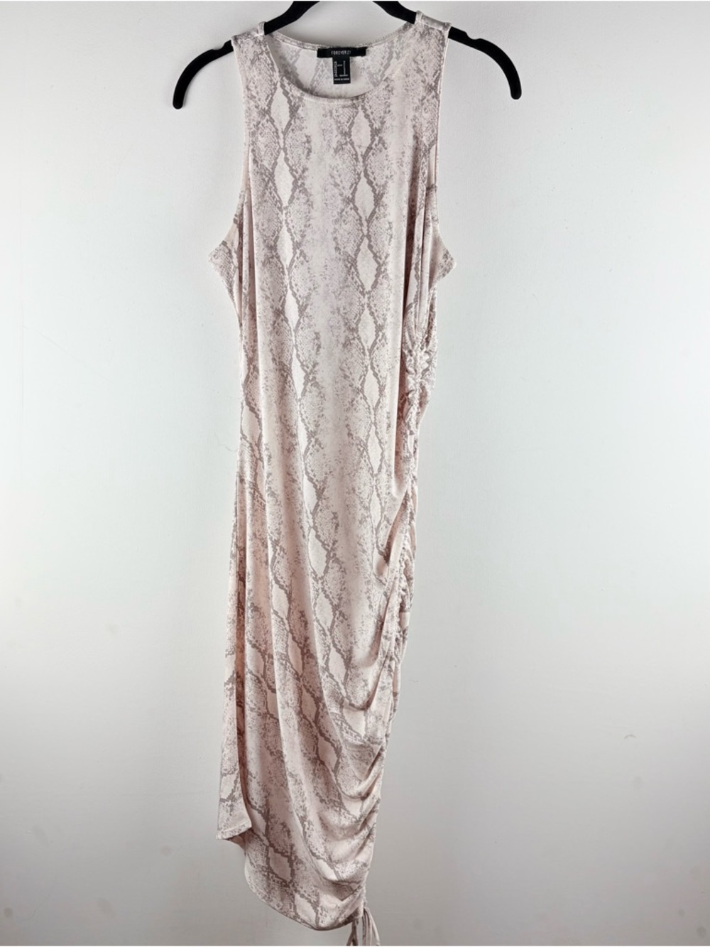 Womens snake print cinched side tie dress small grey white party evening bodycon